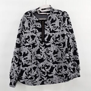 Women's Soft Surroundings Winona 1/2 Zip Pullover Black Gray Long Sleeve Size L